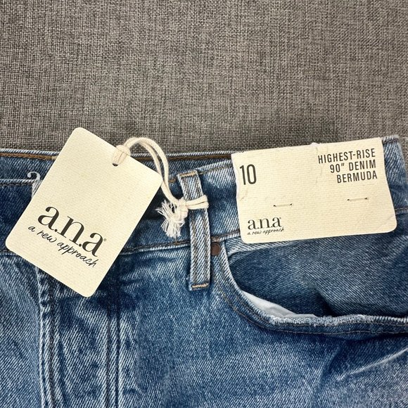 New! a.n.a. a new approach Bermuda Shorts High Rise Denim Cutt Off Shorts Sz 10 - Picture 2 of 13